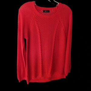 Cyrus open knit sweater pullover size M coral